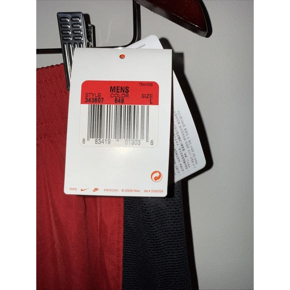 NEW Y2K 90s Nike fitdry Men's‎ Football shorts red black Sz L Large BNWT